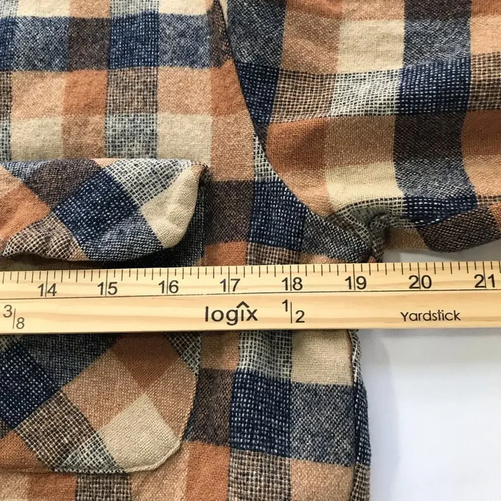 Vintage Pendleton wool brown blue plaid flannel unisex shirt M lumberjack USA - Picture 5 of 11